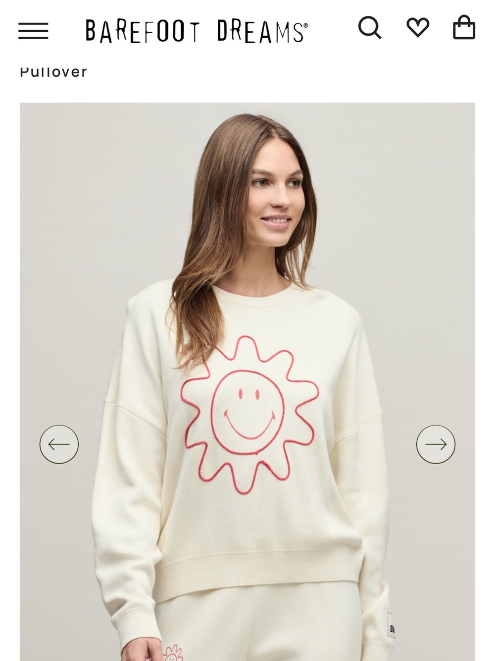 Barefoot dreams cozychic ultra lite cotton smiley sun & stars pullover